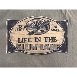 Men's Green Street Life in the Slow Lane T-shirt M Blue Turtle Graphic Pocket